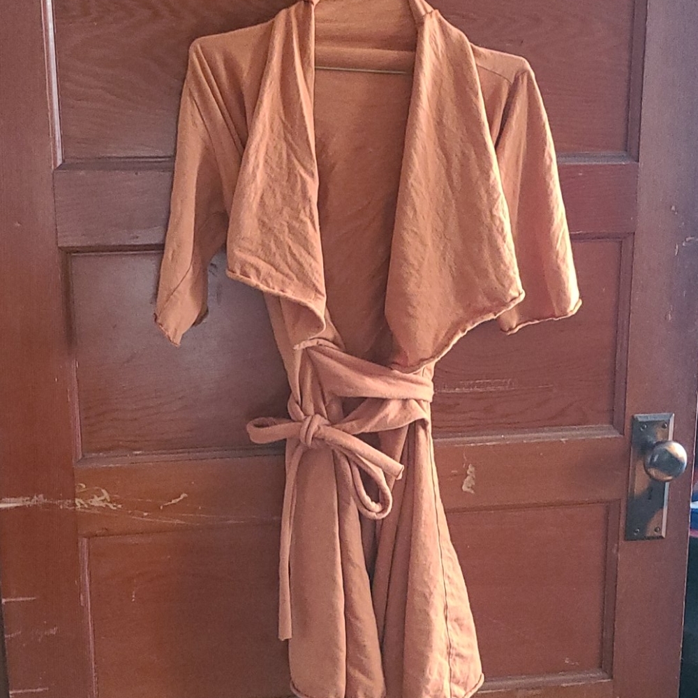 Organic cotton wrap short sleeve sweater